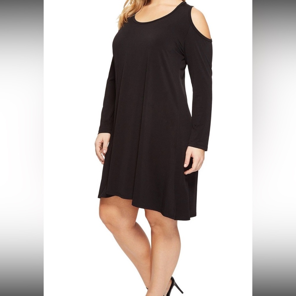 Ivanka Trump Chic Black Long Sleeve Cut Out Cold Shoulder Dress Size Large L